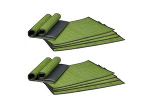 4052025418984 - Relaxdays - 12 teiliges Tischset Platzdeckchen aus Bambus rutschhemmende Unterseite Platzset abwischbar 30 x 45 cm grün