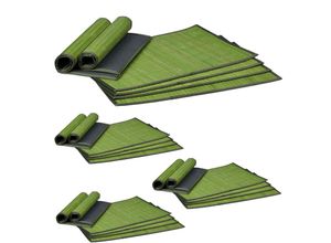 4052025419004 - Relaxdays - 24 teiliges Tischset Platzdeckchen aus Bambus rutschhemmende Unterseite Platzset abwischbar 30 x 45 cm grün