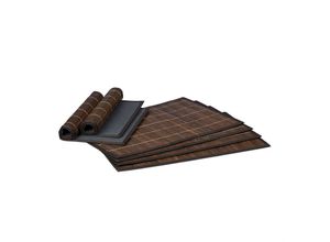 4052025419011 - Relaxdays - 6 teiliges Tischset Platzdeckchen aus Bambus rutschhemmende Unterseite Platzset abwischbar 30 x 45 cm braun