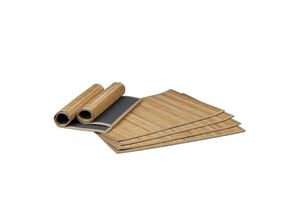 4052025419059 - Relaxdays - 6 teiliges Tischset Platzdeckchen aus Bambus rutschhemmende Unterseite Platzset abwischbar 30 x 45 cm natur