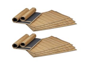 4052025419066 - Relaxdays - 12 teiliges Tischset Platzdeckchen aus Bambus rutschhemmende Unterseite Platzset abwischbar 30 x 45 cm natur