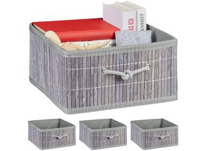 4052025421410 - Relaxdays - 4x Aufbewahrungskorb Bambus hbt 165 x 32 x 35 cm Regalkorb mit Griff je 15 Liter faltbar Allzweckbox grau 4052025421410 - Relaxdays - 4x Aufbewahrungskorb Bambus hbt 165 x 32 x 35 cm Regalkorb mit Griff je 15 Liter faltbar Allzweckbox grau