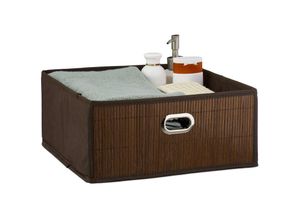 4052025421861 - Relaxdays - 1 x Aufbewahrungskorb Bambus Badkörbchen quadratisch Stoff Regalkorb flach hbt 14 x 31 x 31 cm Griff faltbar braun 4052025421861 - Relaxdays - 1 x Aufbewahrungskorb Bambus Badkörbchen quadratisch Stoff Regalkorb flach hbt 14 x 31 x 31 cm Griff faltbar braun