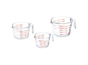 4052025422660 - Messbecher Set 3-teilig Glasmessbecher 250 ml 500 ml 1l hitzebeständig mikrowellengeeignet transparent - Relaxdays