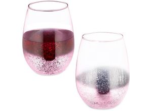 4052025422707 - Weingläser ohne Stiel 2er Set Rotweinbecher je 500 ml Fassungsvermögen Wassergläser Dessertgläser rosa - Relaxdays