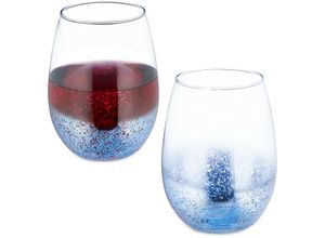 4052025422714 - Weingläser ohne Stiel 2er Set Rotweinbecher je 500 ml Fassungsvermögen Wassergläser Dessertgläser blau - Relaxdays