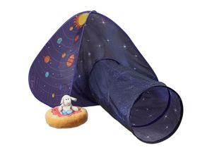 4052025423254 - Pop Up Spielzelt Weltraum mit Spieltunnel Kinderzelt drinnen & draußen Krabbelzelt hbt 90x170x100 cm bunt - Relaxdays