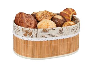 4052025423797 - Brotkorb Paris Design Bambus abnehmbare Stoffeinlage HxBxT 16 x 34 x 24 cm ovaler Frühstückskorb natur - Relaxdays