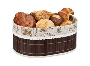 4052025423834 - Brotkorb Paris Design Bambus abnehmbare Stoffeinlage HxBxT 16 x 34 x 24 cm ovaler Frühstückskorb braun - Relaxdays