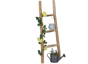 4052025426125 - Dekoleiter 90 cm hoch Holzleiter Garten 3 Sprossen Kastanie Handarbeit Handtuch- & Kleiderleiter natur - Relaxdays