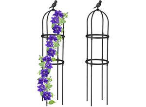 4052025426507 - Relaxdays Rankhilfe Obelisk 2er Set 126x30 cm Ranksäule für Kletterpflanzen Metall freistehend Rosenturm schwarz