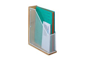 4052025427085 - Stehsammler Bambus u Metallgeflecht A4 bis C4 HxBxT 33 x 9 x 265 cm Zeitschriftensammler natur-weiß - Relaxdays