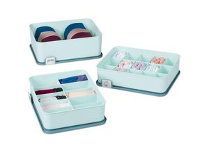 4052025427870 - Relaxdays Schubladen Ordnungssystem 3-tlg Unterwäsche Organizer mit Deckel Boxen für Socken Unterhosen BHs blau