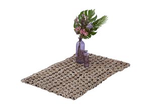 4052025427962 - Relaxdays - Jute Teppich 60x90 cm handgewebter Teppichläufer Naturfasern Läufer Flur Wohnzimmer Küche beige schwarz