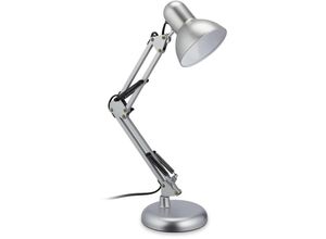 4052025428419 - Relaxdays Schreibtischlampe Retro verstellbare Gelenkarmlampe E27-Fassung schwenkbar Büro Tischlampe Metall silber