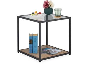 4052025428495 - Beistelltisch quadratischer Couchtisch mit 2 Ablagen Metall & Glas HxBxT 50 x 50 x 50 cm schwarz natur - Relaxdays 4052025428495 - Beistelltisch quadratischer Couchtisch mit 2 Ablagen Metall & Glas HxBxT 50 x 50 x 50 cm schwarz natur - Relaxdays