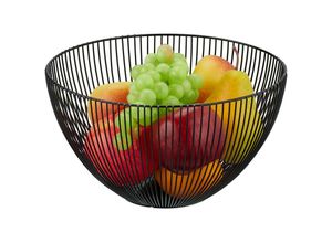 4052025429843 - Relaxdays - Obstschale Metall runder Obstkorb h x d 14 x 25 cm moderner Drahtkorb für Früchte & Gemüse schwarz