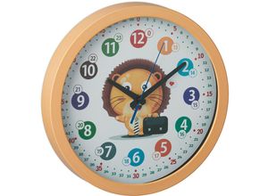 4052025430603 - Wanduhr Kinder ø 30 cm Kinderzimmeruhr Löwe bunte Zahlen Uhrzeit lernen Lernuhr Junge & Mädchen gelb - Relaxdays