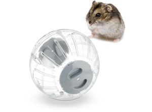 4052025430764 - Relaxdays Hamsterball Ø 185 cm Laufkugel für Hamster & Mäuse Kunststoff Nagerspielzeug zum Laufen transparent grau