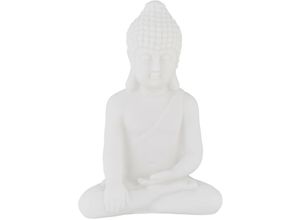 4052025431037 - Relaxdays - Buddha Figur sitzend 17 cm hoch Garten-Dekofigur wetterfest & frostsicher Dekoskulptur Wohnzimmer weiß