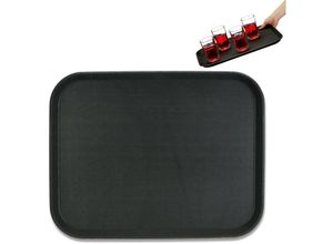 4052025431242 - Serviertablett 2er Set rutschfeste Oberfläche eckiges Kellnertablett Gastronomie BxT 46x35 cm schwarz - Relaxdays 4052025431242 - Serviertablett 2er Set rutschfeste Oberfläche eckiges Kellnertablett Gastronomie BxT 46x35 cm schwarz - Relaxdays