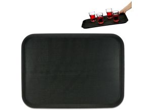 4052025431259 - Relaxdays - Serviertablett rutschfeste Oberfläche eckiges Kellnertablett Getränke Gastronomie BxT 56x41 cm schwarz