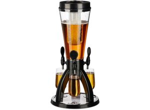 4052025431570 - Relaxdays - Biersäule mit 3 Zapfhähnen 4 l Getränkespender mit Kühlung Biertower Garten Zapfsäule transparent schwarz