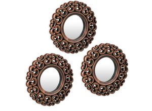 4052025432126 - Spiegel 3er Set barocker Deko-Wandspiegel Wohnzimmer Flur ø je 25 cm Kunststoff-Rahmen bronze schwarz - Relaxdays