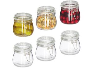 4052025432317 - Einmachgläser 6er Set 500 ml Deckel & Bügelverschluss Einkochen & Aufbewahren Vorratsgläser transparent - Relaxdays