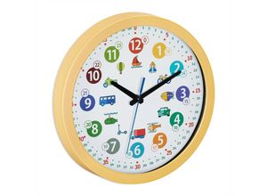 4052025432652 - Wanduhr Kinder ø 30 cm Fahrzeugmotiv Uhrzeit lernen Kinderzimmeruhr Jungen & Mädchen Kinderuhr Wand bunt - Relaxdays