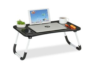 4052025433055 - Laptoptisch für Couch klappbar Tablethalter Getränkehalter Betttisch HxBxT 26 x 63 x 40 cm schwarz weiß - Relaxdays