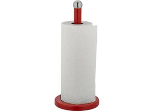 4052025433130 - Küchenrollenhalter stehend Edelstahl Papierrollenhalter für Küche HxD 35 x 15 cm Rollenhalter rot silber - Relaxdays