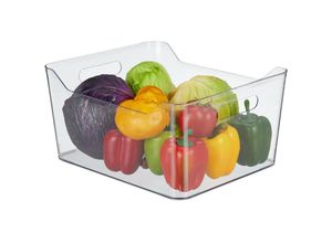 4052025433376 - Relaxdays - Kühlschrank Organizer Lebensmittel Aufbewahrung hbt 18 x 37 x 295 cm Kühlschrankbox mit Griff transparent