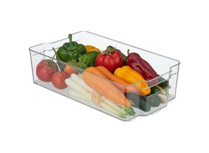 4052025433383 - Kühlschrank Organizer Lebensmittel Aufbewahrung hbt 10 x 38 x 21 cm Kühlschrankbox mit Griff transparent - Relaxdays