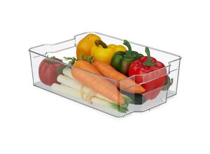 4052025433390 - Kühlschrank Organizer Aufbewahrung von Lebensmitteln HxBxT 9x315x215 cm Küchenbox mit Griff transparent - Relaxdays