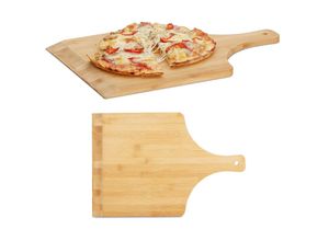 4052025433536 - Relaxdays - 2 x Pizzaschaufel Bambus 45 x 30 cm groß als Pizzaschieber abgerundete Kanten mit Griff Brotschieber natur