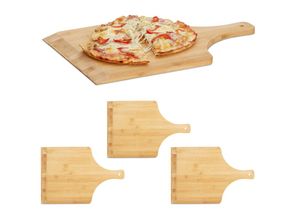 4052025433550 - 4 x Pizzaschaufel Bambus 45 x 30 cm groß als Pizzaschieber abgerundete Kanten mit Griff Brotschieber natur