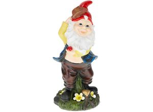 4052025433833 - Relaxdays - Gartenzwerg mit Marienkäfer wetterfest frostsicher hbt 245x11x11 cm Gartenfigur Wichtel Kunststein bunt