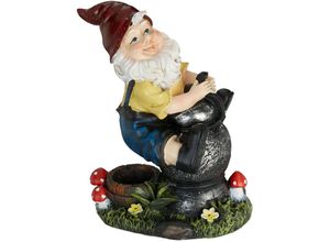 4052025433871 - Relaxdays - Gartenzwerg mit Laterne wetterfest frostsicher HxBxT 15x75x105 cm Gartenfigur Wichtel Kunststein bunt