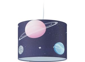 4052025435004 - Relaxdays - Hängelampe Kinderzimmer Lampenschirm mit Planeten h x d 140 x 35 cm E27 Pendelleuchte für Kinder bunt