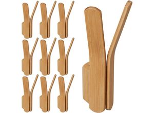 4052025435141 - Relaxdays - 10 x Wandhaken Bambus zum Schrauben Garderobenhaken doppelt Kleiderhaken Garderobe hbt 15 x 65 x 6 cm natur 4052025435141 - Relaxdays - 10 x Wandhaken Bambus zum Schrauben Garderobenhaken doppelt Kleiderhaken Garderobe hbt 15 x 65 x 6 cm natur