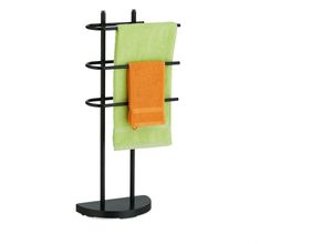4052025435486 - Handtuchständer 3 Stangen Metall HxBxT 83 x 39 x 18 cm Kleiderablage stehend Duschtuchhalter Bad schwarz - Relaxdays