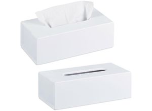 4052025436995 - Relaxdays - 2 x Kosmetiktuchbox aus Bambus Box für Kosmetik- & Taschentücher Tücherbox nachfüllbar Taschentuchbox weiß