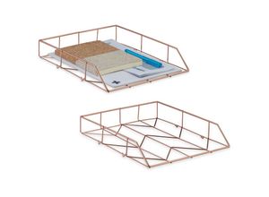 4052025437961 - Briefablage 2er Set Metall Dokumentenablage hbt 55 x 26 x 315 cm Büro Schreibtischablage roségold - Relaxdays