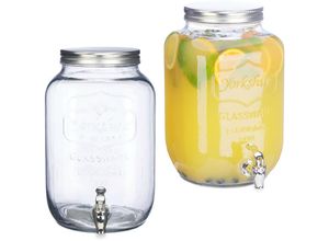 4052025439514 - 2 x Getränkespender 8 l Glas Zapfhahn Retro Saftspender Gastro Vintage Limonadenspender Gartenparty klar