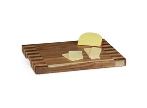 4052025441098 - Relaxdays - Schneidebrett massives Küchenbrett aus Akazienholz Schneiden & Servieren bt 40 x 30 cm Holzbrett natur