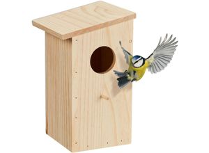 4052025441111 - Relaxdays - Nistkasten für Kohlmeise & Gartenrotschwanz aufklappbar naturbelassenes Holz Vogelhaus zum Aufhängen natur