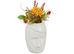 4052025441241 - Relaxdays - Blumenvase Gesicht Tischdeko aus Keramik Dekovase für Pampasgras und Trockenblumen HxBxT 145 x 95 x 105 cm weiß