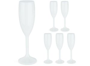 4052025442231 - Sektgläser Kunststoff 6er Set bruchfest & BPA-frei Mehrweg Champagner Gläser 160 ml Sektbecher weiß - Relaxdays