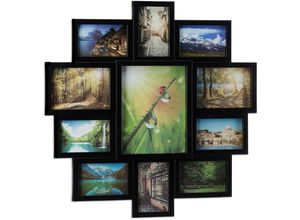 4052025442576 - 1 x Bilderrahmen Collage Bildergalerie 11 Fotos Fotorahmen zum Aufhängen für mehrere Fotos in ver Größen schwarz